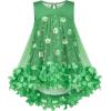 Sunny Fashion Girls Dress A-line Cute Handbag White Princess Size 5-10(Green Santa)