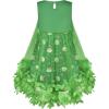 Sunny Fashion Girls Dress A-line Cute Handbag White Princess Size 5-10(Green Santa)