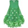 Sunny Fashion Girls Dress A-line Cute Handbag White Princess Size 5-10(Green Santa)