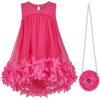 Sunny Fashion Girls Dress A-line Cute Handbag White Princess Size 5-10(Red Pink)