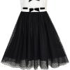 Sunny Fashion Girls Dress Back School Black White Bow Tie School Uniform