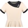 Sunny Fashion Girls Dress Black Asymmetric Collar Knit Preppy School Family Short Sleeve Cotton(Tan Beige)