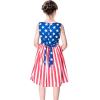 Sunny Fashion Girls Dress Blue Flower Print(American Flag)