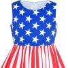 Sunny Fashion Girls Dress Blue Flower Print(American Flag)