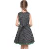 Sunny Fashion Girls Dress Blue Flower Print(Black Polka Dot)