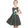 Sunny Fashion Girls Dress Blue Flower Print(Black Polka Dot)