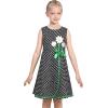 Sunny Fashion Girls Dress Blue Flower Print(Black Polka Dot)