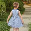 Sunny Fashion Girls Dress Blue Flower Print(Blue Apple)