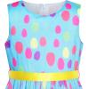 Sunny Fashion Girls Dress Blue Flower Print(Blue Bunny)