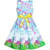 Sunny Fashion Girls Dress Blue Flower Print(Blue Bunny)