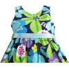 Sunny Fashion Girls Dress Blue Flower Print(Blue Green)