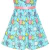 Sunny Fashion Girls Dress Blue Flower Print(Blue Pink)