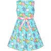 Sunny Fashion Girls Dress Blue Flower Print(Blue Pink)