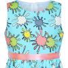 Sunny Fashion Girls Dress Blue Flower Print(Blue Pink)