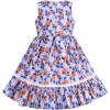 Sunny Fashion Girls Dress Blue Flower Print(Blue Strawberry)