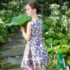 Sunny Fashion Girls Dress Blue Flower Print(Blue Strawberry)