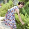 Sunny Fashion Girls Dress Blue Flower Print(Blue Strawberry)