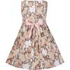 Sunny Fashion Girls Dress Blue Flower Print(Brown Pink)