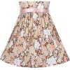 Sunny Fashion Girls Dress Blue Flower Print(Brown Pink)