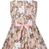 Sunny Fashion Girls Dress Blue Flower Print(Brown Pink)