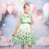Sunny Fashion Girls Dress Blue Flower Print(Green Shamrock)