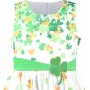 Sunny Fashion Girls Dress Blue Flower Print(Green Shamrock)