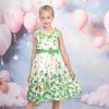 Sunny Fashion Girls Dress Blue Flower Print(Green Shamrock)