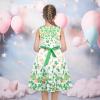 Sunny Fashion Girls Dress Blue Flower Print(Green Shamrock)