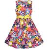 Sunny Fashion Girls Dress Blue Flower Print(Orange)