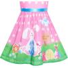 Sunny Fashion Girls Dress Blue Flower Print(Pink Bunny)