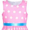 Sunny Fashion Girls Dress Blue Flower Print(Pink Bunny)