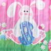 Sunny Fashion Girls Dress Blue Flower Print(Pink Bunny)