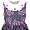 Sunny Fashion Girls Dress Blue Flower Print(Pink Strawberry)
