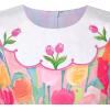 Sunny Fashion Girls Dress Blue Flower Print(Pink Tulip)