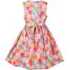 Sunny Fashion Girls Dress Blue Flower Print(Pink Tulip)
