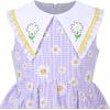 Sunny Fashion Girls Dress Blue Flower Print(Purple Daisy)