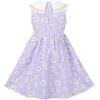 Sunny Fashion Girls Dress Blue Flower Print(Purple Daisy)