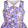 Sunny Fashion Girls Dress Blue Flower Print(Purple Flower)