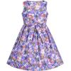 Sunny Fashion Girls Dress Blue Flower Print(Purple Flower)