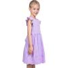 Sunny Fashion Girls Dress Blue Flower Print(Purple Lace)