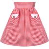 Sunny Fashion Girls Dress Blue Flower Print(Red Plaid)
