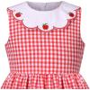 Sunny Fashion Girls Dress Blue Flower Print(Red Plaid)
