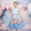 Sunny Fashion Girls Dress Blue Flower Print(Sky Blue)