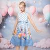 Sunny Fashion Girls Dress Blue Flower Print(Sky Blue)