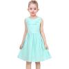 Sunny Fashion Girls Dress Blue Flower Print(Turquoise Blue)