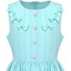 Sunny Fashion Girls Dress Blue Flower Print(Turquoise Blue)