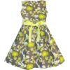 Sunny Fashion Girls Dress Blue Flower Print(Yellow)