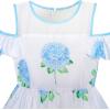 Sunny Fashion Girls Dress Blue Hydrangea Flower Cold Shoulder Party Princess