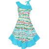 Sunny Fashion Girls Dress Blue One Shoulder Floral Hi-Low Party Dress Size 6-12