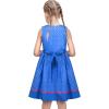 Sunny Fashion Girls Dress Blue Polka Dot Pocket Pleated Summer Sleeveless Cotton(Blue)
